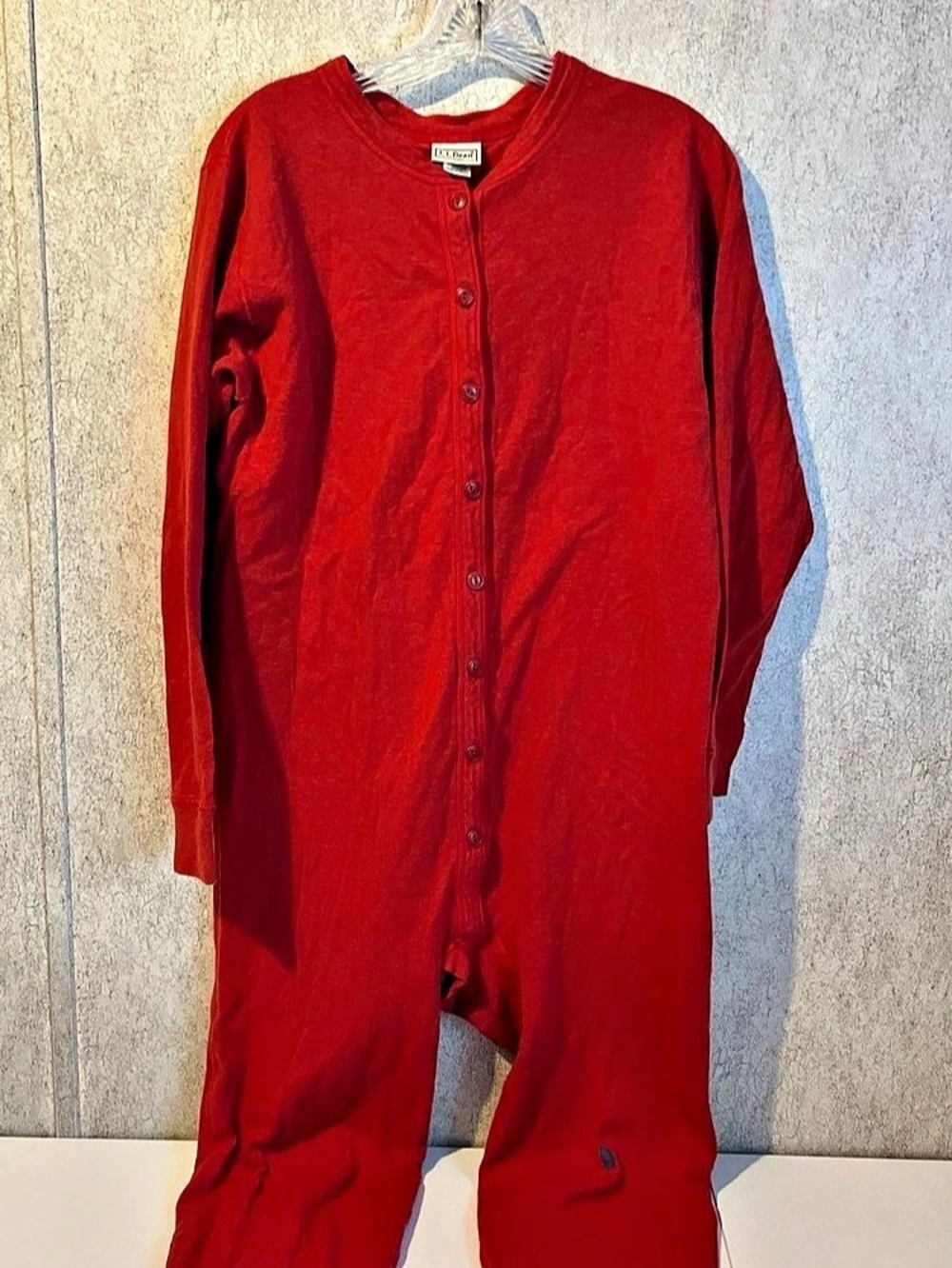 LL Bean Union Suit Two Layer Red Thermal Long John’s 100% Cotton Womens Large